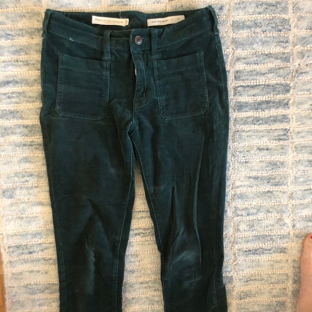 Anthropologie Pilcro High Rise Skinny Cord Pants Green